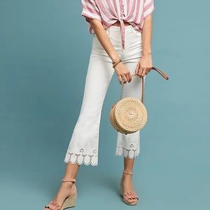 Pilcro by Anthropologie High Rise Cropped Flare in White